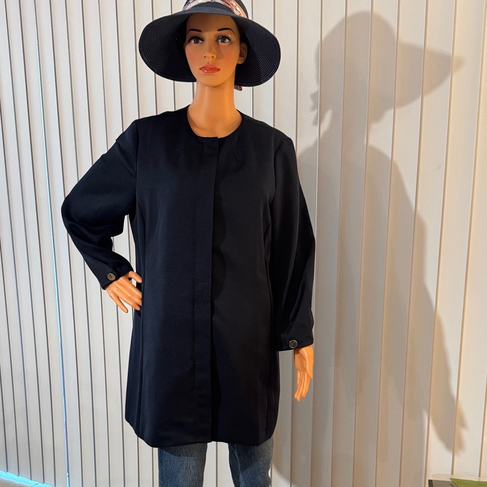 Chico's Black Long Open-Front Trench Coat